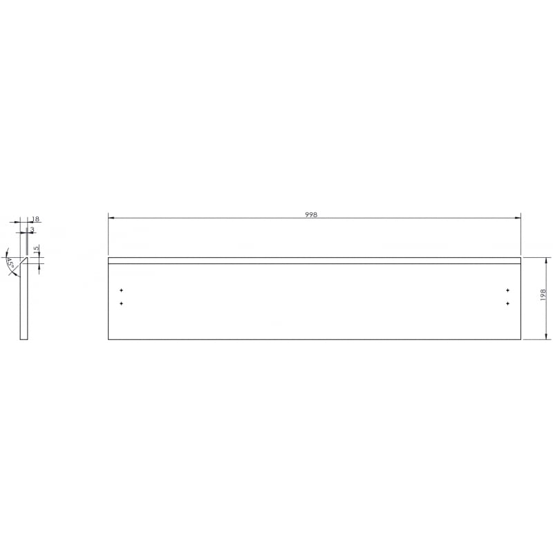 Mexen Rivel front ryflowany do korpusu szafki łazienkowej 100 x 20 cm, szary mat - 91A20-1000-235-1-62