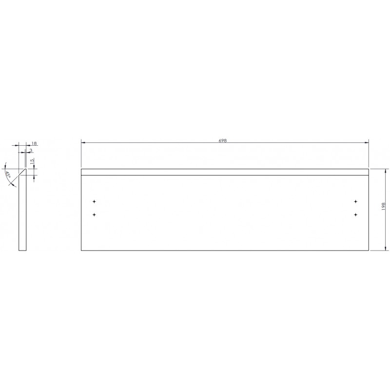 Mexen Rivel front ryflowany do korpusu szafki łazienkowej 70 x 20 cm, dąb - 91A20-0700-235-1-81