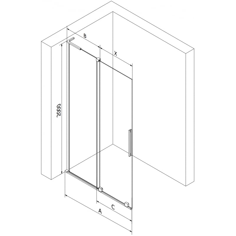 Mexen Velar L ścianka prysznicowa rozsuwana Walk-in 110 x 200 cm, transparent 8 mm, gun gray szczotkowany - 871-110-003-03-66