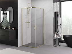 Mexen Exo-R Duo kabina prysznicowa kwadratowa uchylna 70 x 70 cm, transparent, złota - 8110-070-070-50-00