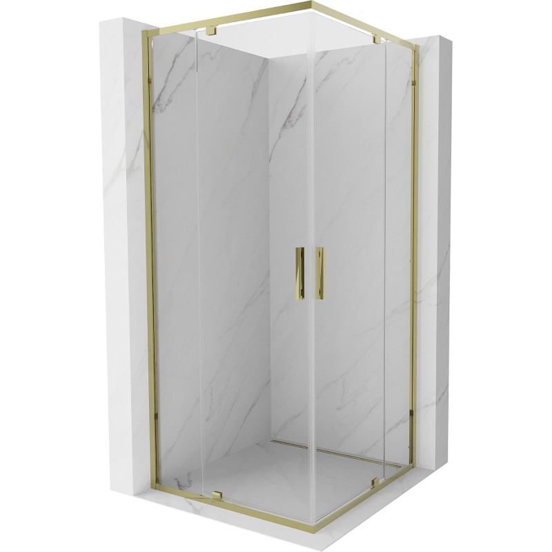 Mexen Exo-R Duo kabina prysznicowa kwadratowa uchylna 80 x 80 cm, transparent, złota - 8110-080-080-50-00