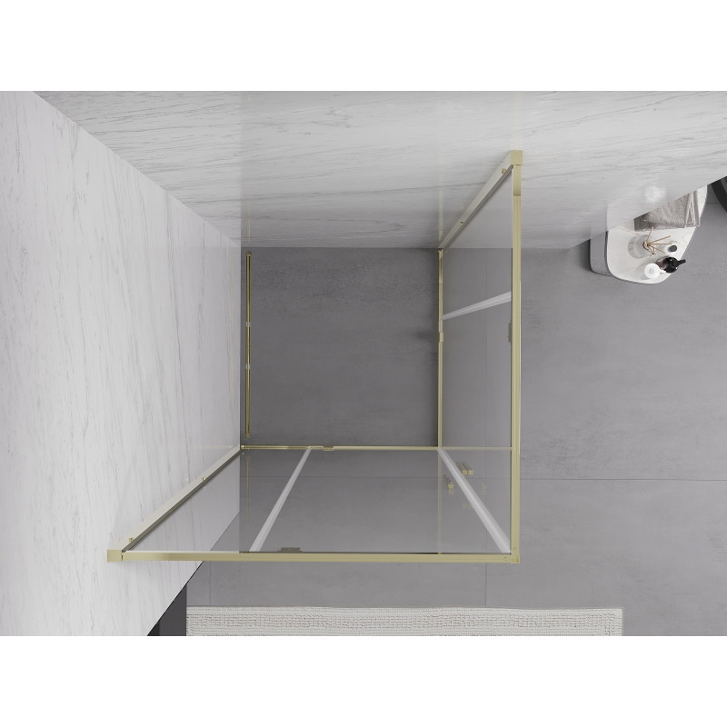 Mexen Exo-R Duo kabina prysznicowa kwadratowa uchylna 90 x 90 cm, transparent, złota - 8110-090-090-50-00