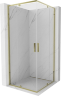 Mexen Exo-R Duo kabina prysznicowa kwadratowa uchylna 100 x 100 cm, transparent, złota - 8110-100-100-50-00