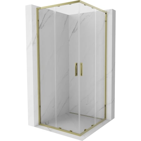 Mexen Exo kabina prysznicowa kwadratowa rozsuwana 70 x 70 cm, transparent, złota - 8111-070-070-50-00