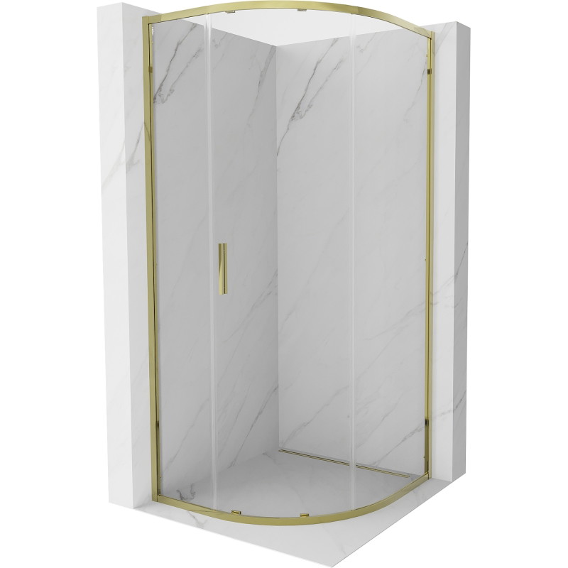 Mexen Exo-S kabina prysznicowa półokrągła rozsuwana 70 x 70 cm, transparent, złota - 8131-070-070-50-00