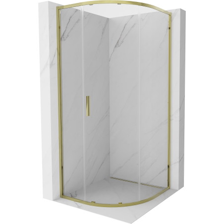 Mexen Exo-S kabina prysznicowa półokrągła rozsuwana 80 x 80 cm, transparent, złota - 8131-080-080-50-00