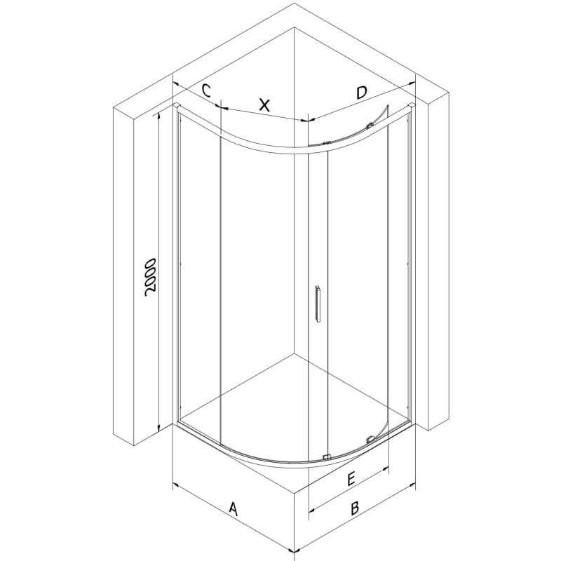 Mexen Exo kabina prysznicowa półokrągła rozsuwana 90 x 90 cm, transparent, złota - 8131-090-090-50-00