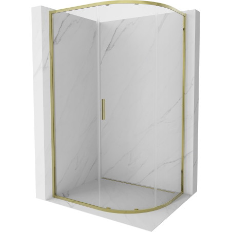 Mexen Exo-S kabina prysznicowa półokrągła asymetryczna rozsuwana 120 x 90 cm, transparent, złota - 8131-120-090-50-00