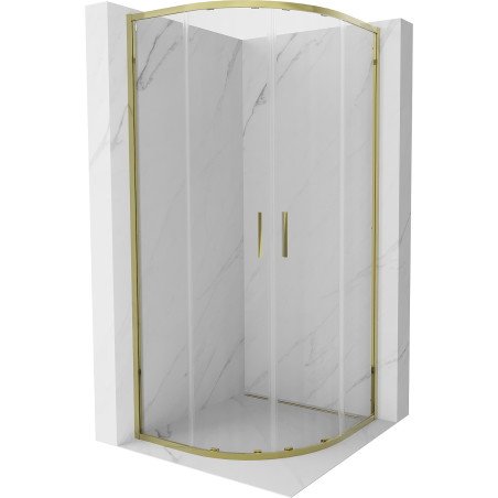 Mexen Exo-S Duo kabina prysznicowa półokrągła rozsuwana 80 x 80 cm, transparent, złota - 8132-080-080-50-00