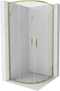 Mexen Exo-S Duo kabina prysznicowa półokrągła rozsuwana 80 x 80 cm, transparent, złota - 8132-080-080-50-00