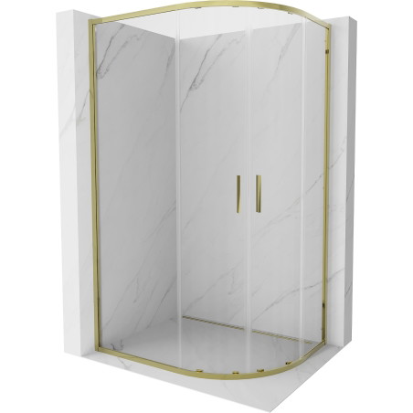 Mexen Exo-S Duo kabina prysznicowa półokrągła rozsuwana 90 x 80 cm, transparent, złota - 8132-090-080-50-00