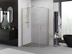 Mexen Exo-S Duo kabina prysznicowa półokrągła rozsuwana 100 x 80 cm, transparent, złota - 8132-100-080-50-00