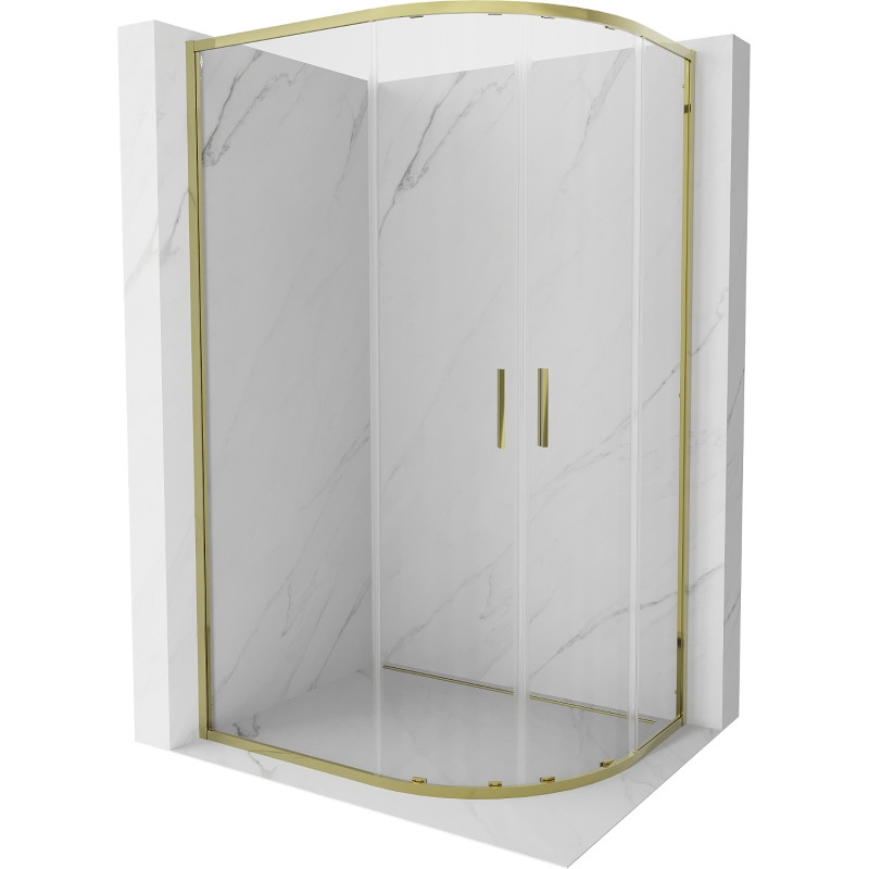 Mexen Exo-S Duo kabina prysznicowa półokrągła rozsuwana 120 x 90 cm, transparent, złota - 8132-120-090-50-00