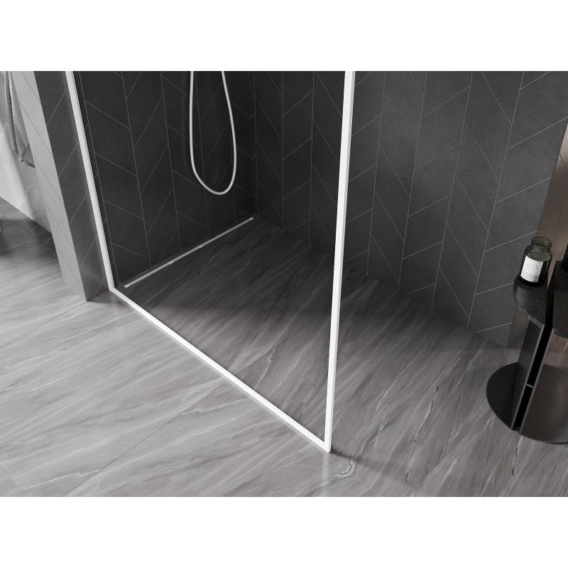 Mexen Kioto-F ścianka prysznicowa Walk-in z ramką 70 x 202 cm, transparent 8 mm, biała - 800-070-104-20-00