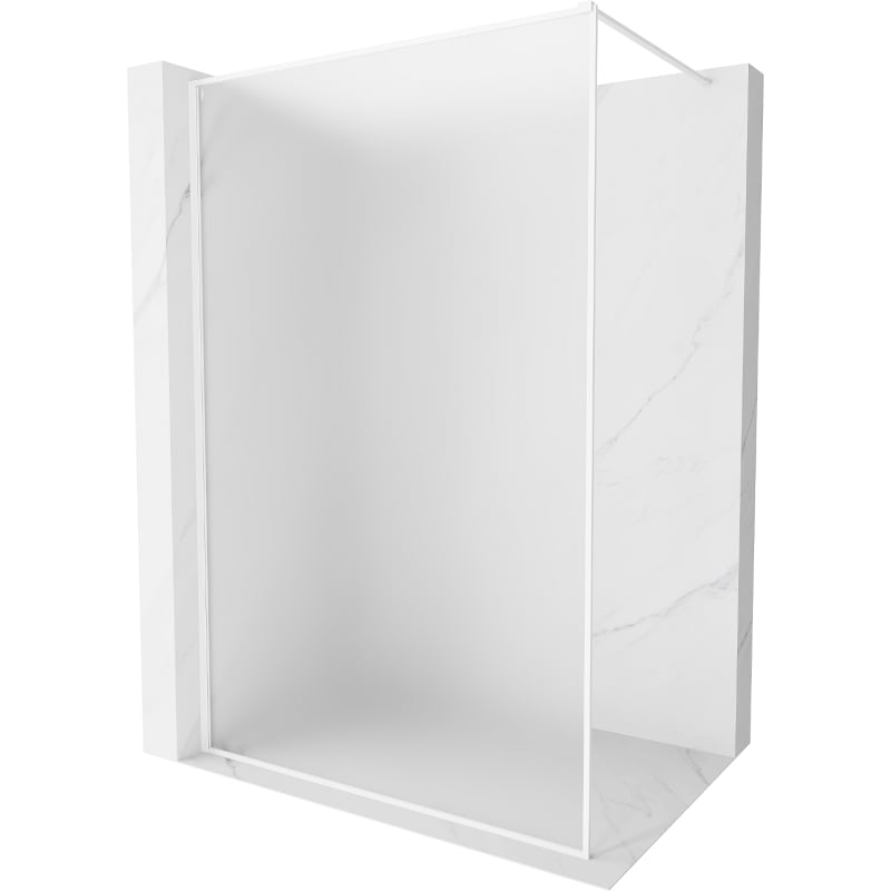 Mexen Kioto-F ścianka prysznicowa Walk-in z ramką 110 x 202 cm, szron 8 mm, biała - 800-110-104-20-30