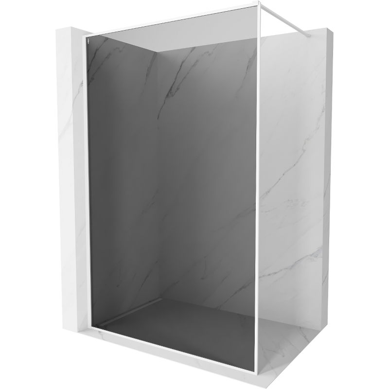 Mexen Kioto-F ścianka prysznicowa Walk-in z ramką 80 x 202 cm, grafit 8 mm, biała - 800-080-104-20-40