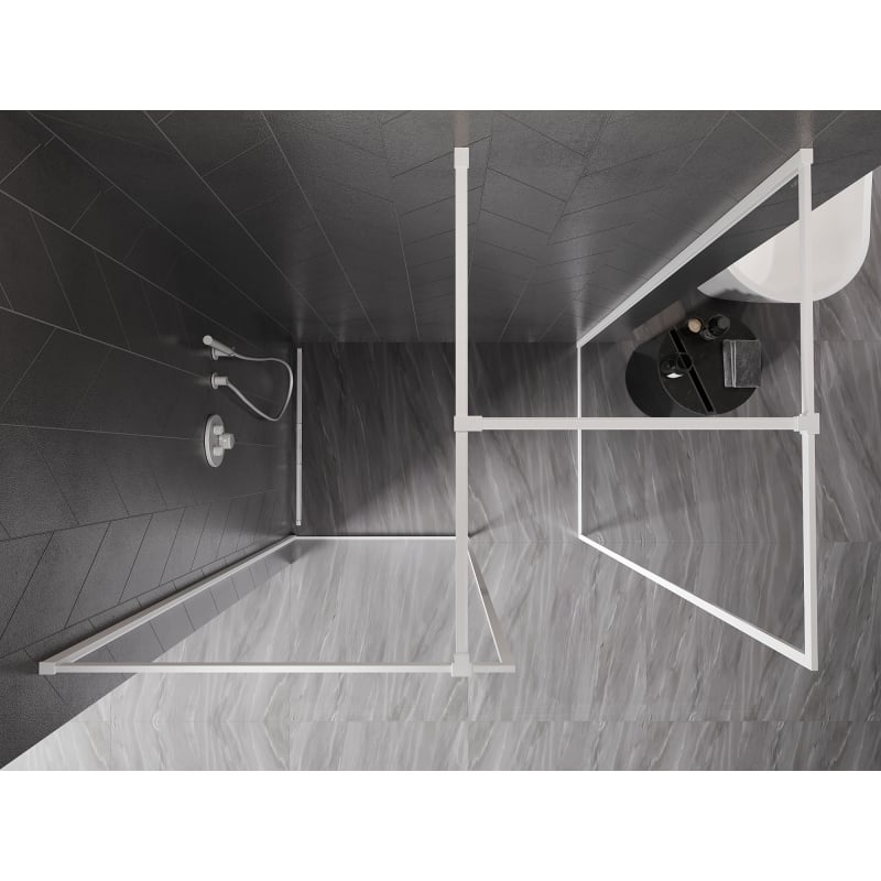 Mexen Kioto-F ścianka prysznicowa Walk-in z ramką 150 x 80 cm, transparent 8 mm, biała - 800-150-202-04-20-080