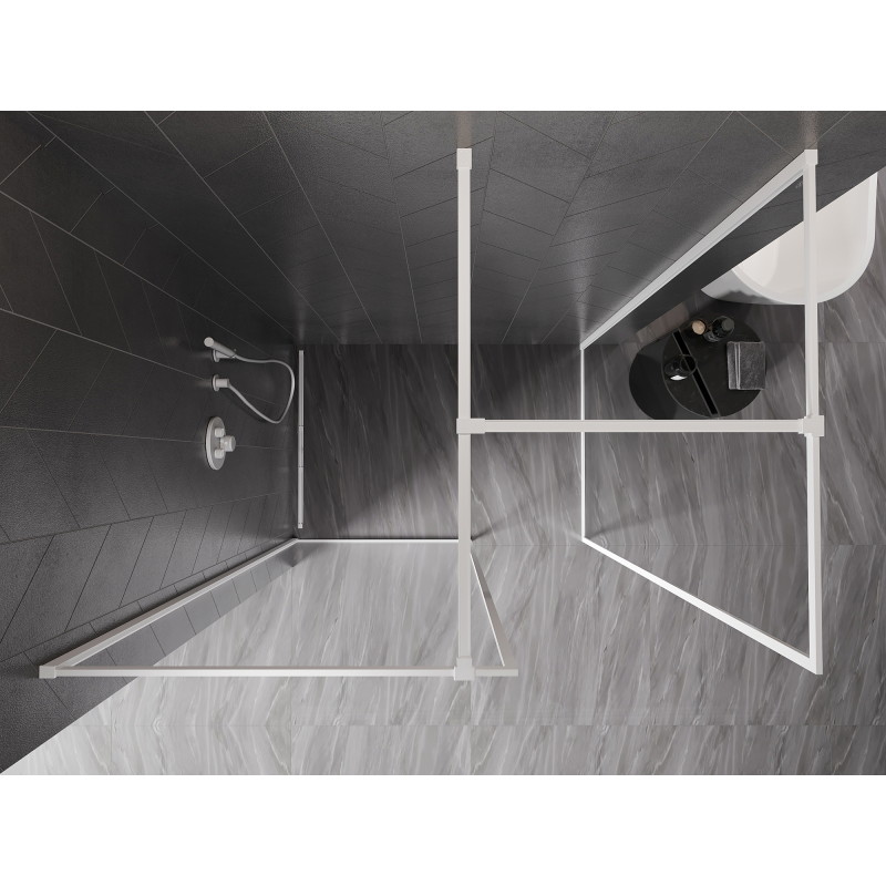 Mexen Kioto-F ścianka prysznicowa Walk-in z ramką 90 x 85 cm, transparent 8 mm, biała - 800-090-202-04-20-085