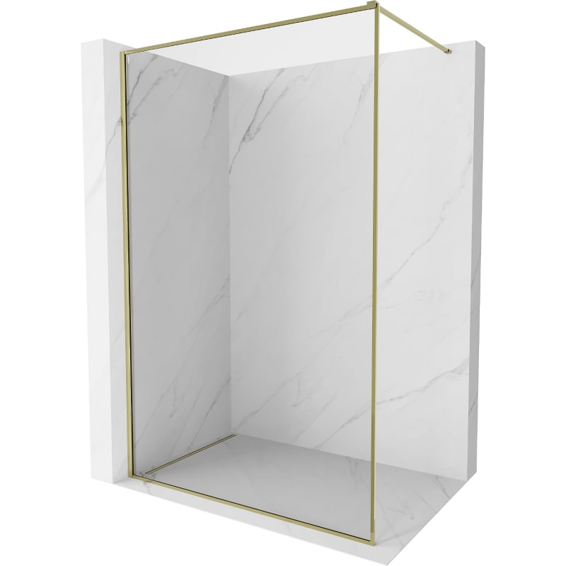 Mexen Kioto-F ścianka prysznicowa Walk-in z ramką 50 x 202 cm, transparent 8 mm, złota - 800-050-104-50-00