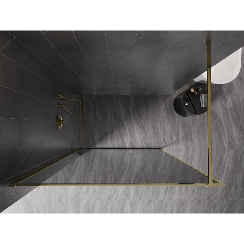 Mexen Kioto-F ścianka prysznicowa Walk-in z ramką 80 x 202 cm, grafit 8 mm, złota - 800-080-104-50-40