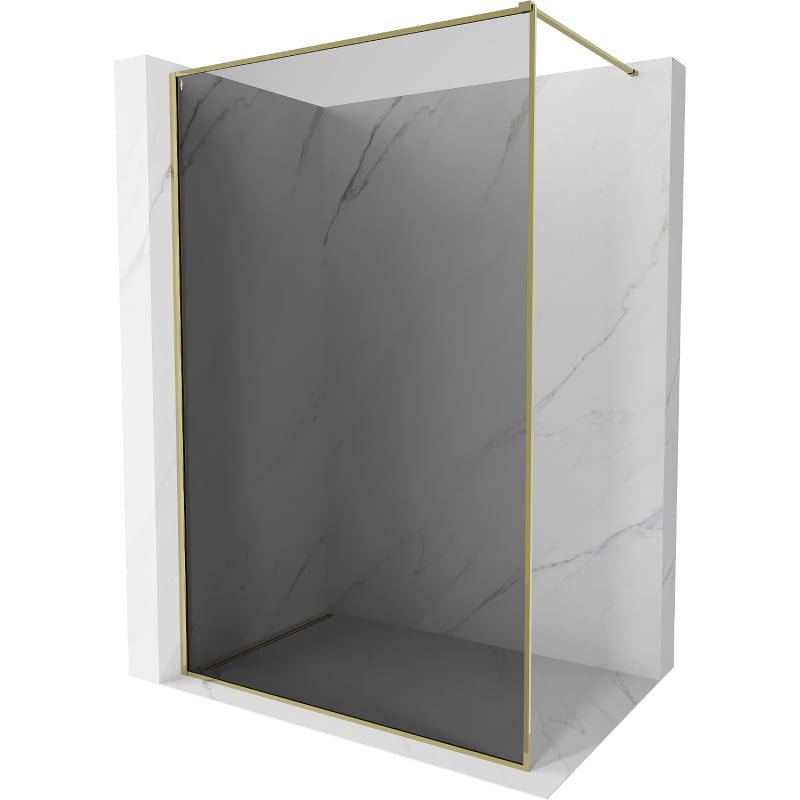 Mexen Kioto-F ścianka prysznicowa Walk-in z ramką 130 x 202 cm, grafit 8 mm, złota - 800-130-104-50-40