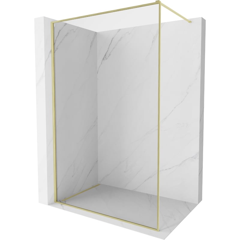Mexen Kioto-F ścianka prysznicowa Walk-in z ramką 70 x 202 cm, transparent 8 mm, złota szczotkowana - 800-070-104-55-00