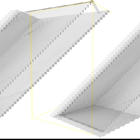 Mexen Kioto-F ścianka prysznicowa Walk-in z ramką 70 x 202 cm, transparent 8 mm, złota szczotkowana - 800-070-104-55-00