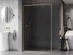 Mexen Kioto-F ścianka prysznicowa Walk-in z ramką 140 x 202 cm, transparent 8 mm, złota szczotkowana - 800-140-104-55-00