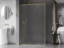 Mexen Kioto-F ścianka prysznicowa Walk-in z ramką 140 x 202 cm, szron 8 mm, złota szczotkowana - 800-140-104-55-30