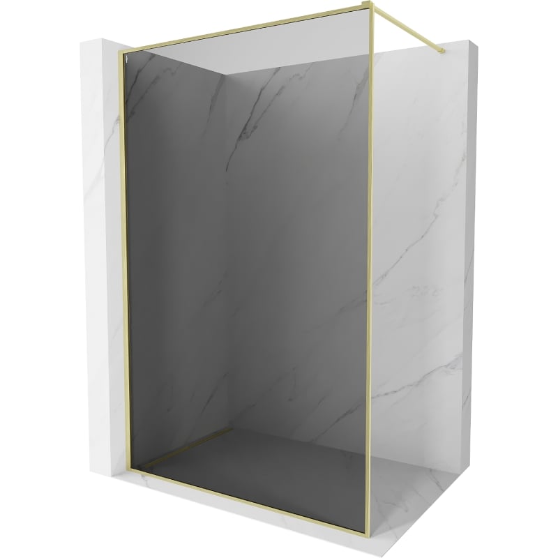 Mexen Kioto-F ścianka prysznicowa Walk-in z ramką 90 x 202 cm, grafit 8 mm, złota szczotkowana - 800-090-104-55-40