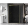 Mexen Kioto-F ścianka prysznicowa Walk-in z ramką 100 x 202 cm, grafit 8 mm, złota szczotkowana - 800-100-104-55-40