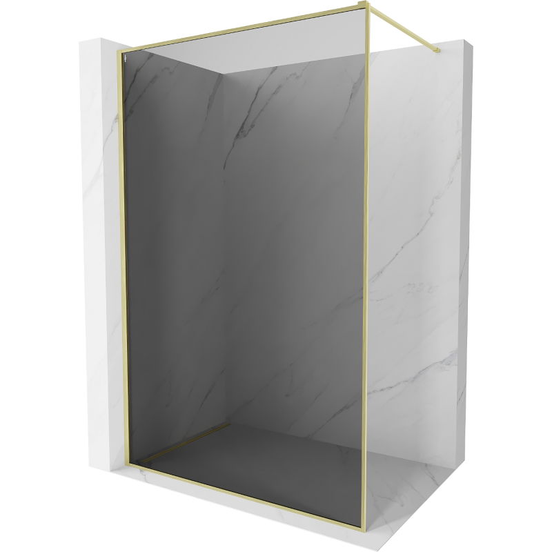 Mexen Kioto-F ścianka prysznicowa Walk-in z ramką 110 x 202 cm, grafit 8 mm, złota szczotkowana - 800-110-104-55-40
