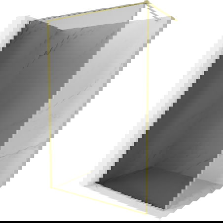 Mexen Kioto-F ścianka prysznicowa Walk-in z ramką 110 x 202 cm, grafit 8 mm, złota szczotkowana - 800-110-104-55-40
