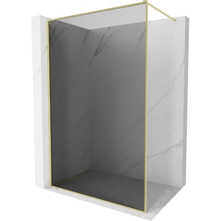 Mexen Kioto-F ścianka prysznicowa Walk-in z ramką 130 x 202 cm, grafit 8 mm, złota szczotkowana - 800-130-104-55-40