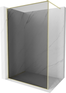 Mexen Kioto-F ścianka prysznicowa Walk-in z ramką 140 x 202 cm, grafit 8 mm, złota szczotkowana - 800-140-104-55-40