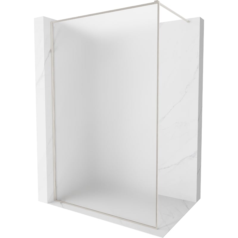 Mexen Kioto-F ścianka prysznicowa Walk-in z ramką 130 x 202 cm, szron 8 mm, nikiel szczotkowany - 800-130-104-97-30