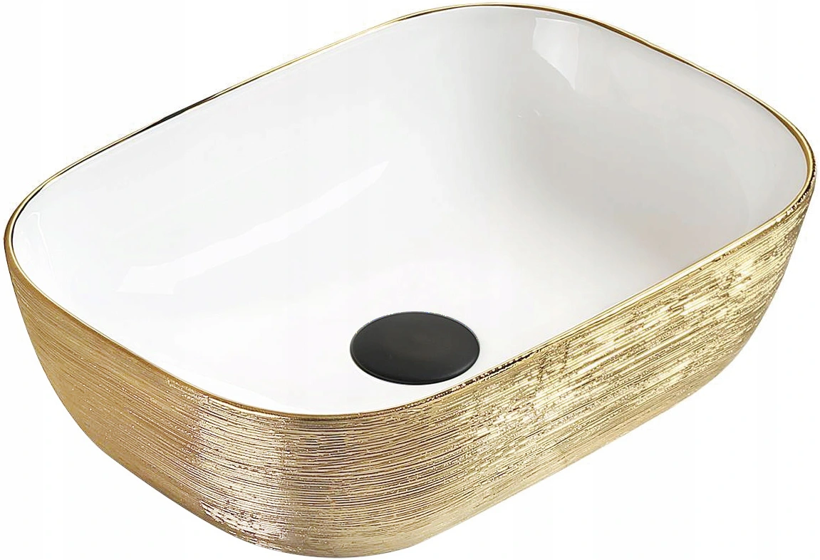 Mexen Rita umywalka nablatowa 45 x 32 cm, biała/złota - 21084553