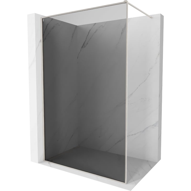 Mexen Kioto-F ścianka prysznicowa Walk-in z ramką 140 x 202 cm, grafit 8 mm, nikiel szczotkowany - 800-140-104-97-40