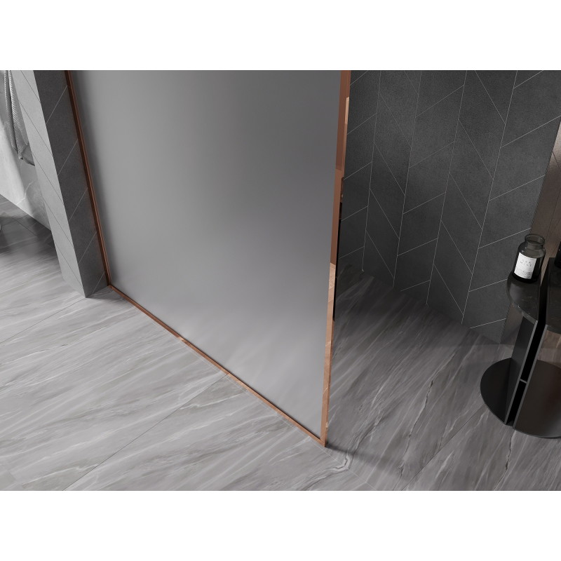 Mexen Kioto-F ścianka prysznicowa Walk-in z ramką 80 x 202 cm, szron 8 mm, różowe złoto - 800-080-104-60-30