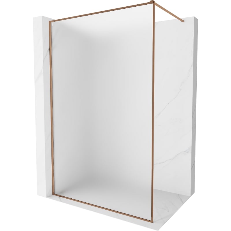 Mexen Kioto-F ścianka prysznicowa Walk-in z ramką 130 x 202 cm, szron 8 mm, różowe złoto - 800-130-104-60-30