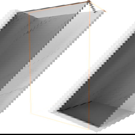 Mexen Kioto-F ścianka prysznicowa Walk-in z ramką 110 x 202 cm, grafit 8 mm, różowe złoto - 800-110-104-60-40