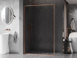 Mexen Kioto-F ścianka prysznicowa Walk-in z ramką 120 x 202 cm, transparent 8 mm, miedź szczotkowana - 800-120-104-65-00