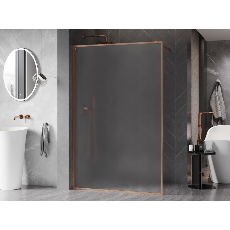 Mexen Kioto-F ścianka prysznicowa Walk-in z ramką 70 x 202 cm, szron 8 mm, miedź szczotkowana - 800-070-104-65-30