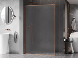 Mexen Kioto-F ścianka prysznicowa Walk-in z ramką 130 x 202 cm, szron 8 mm, miedź szczotkowana - 800-130-104-65-30