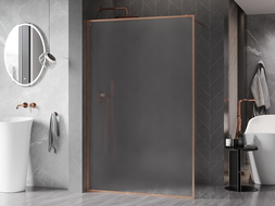 Mexen Kioto-F ścianka prysznicowa Walk-in z ramką 140 x 202 cm, szron 8 mm, miedź szczotkowana - 800-140-104-65-30