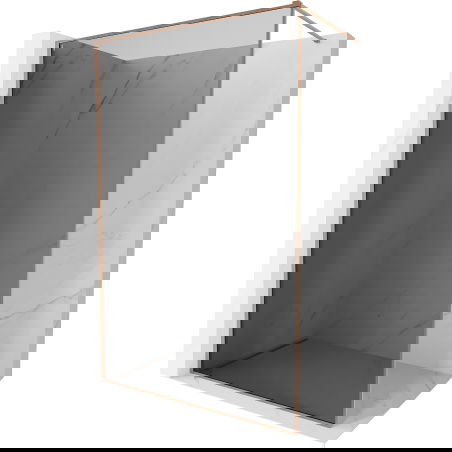 Mexen Kioto-F ścianka prysznicowa Walk-in z ramką 80 x 202 cm, grafit 8 mm, miedź szczotkowana - 800-080-104-65-40