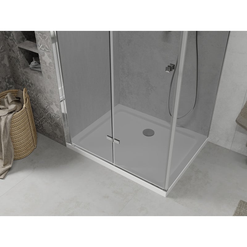 Mexen Lima kabina prysznicowa składana 90 x 120 cm, grafit, chrom + brodzik Flat, biały - 856-090-120-01-40-4010