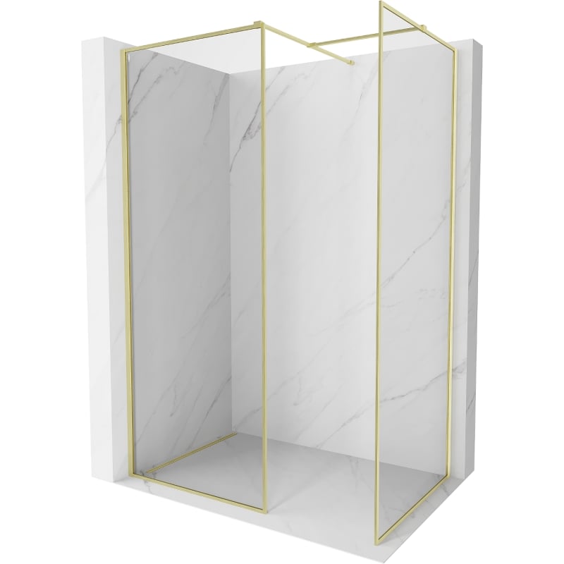 Mexen Kioto-F ścianka prysznicowa Walk-in z ramką 70 x 70 cm, transparent 8 mm, złota szczotkowana - 800-070-202-04-55-070
