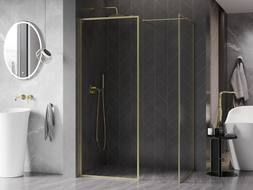 Mexen Kioto-F ścianka prysznicowa Walk-in z ramką 125 x 70 cm, transparent 8 mm, złota szczotkowana - 800-125-202-04-55-070