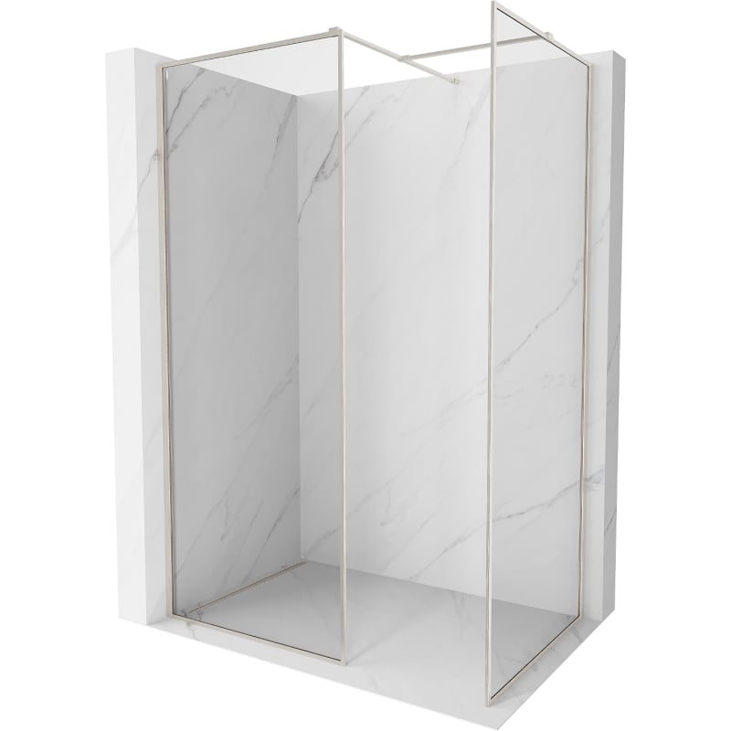 Mexen Kioto-F ścianka prysznicowa Walk-in z ramką 70 x 70 cm, transparent 8 mm, nikiel szczotkowany - 800-070-202-04-97-070